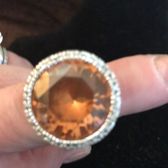 Citrine & Diamond Halo Statement Ring - Picture 6 of 9
